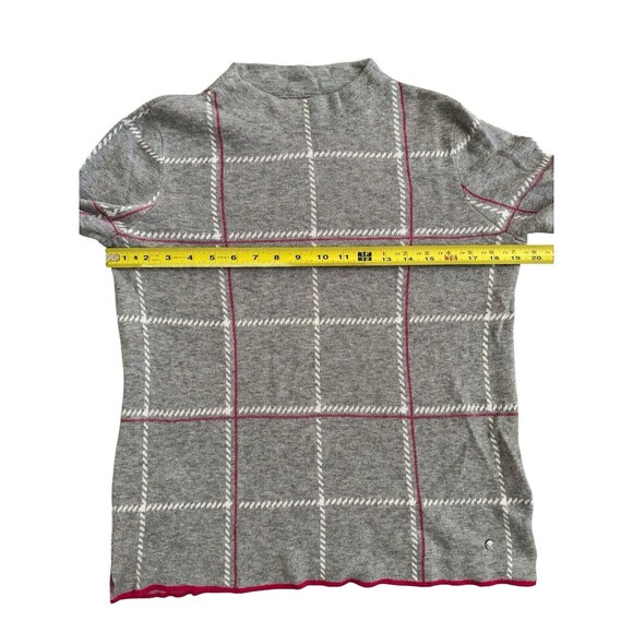 Brax Women's Sweater Pullover Lee 38 Gray Checkered Light Round Neck Wool Blend - Picture 5 of 8